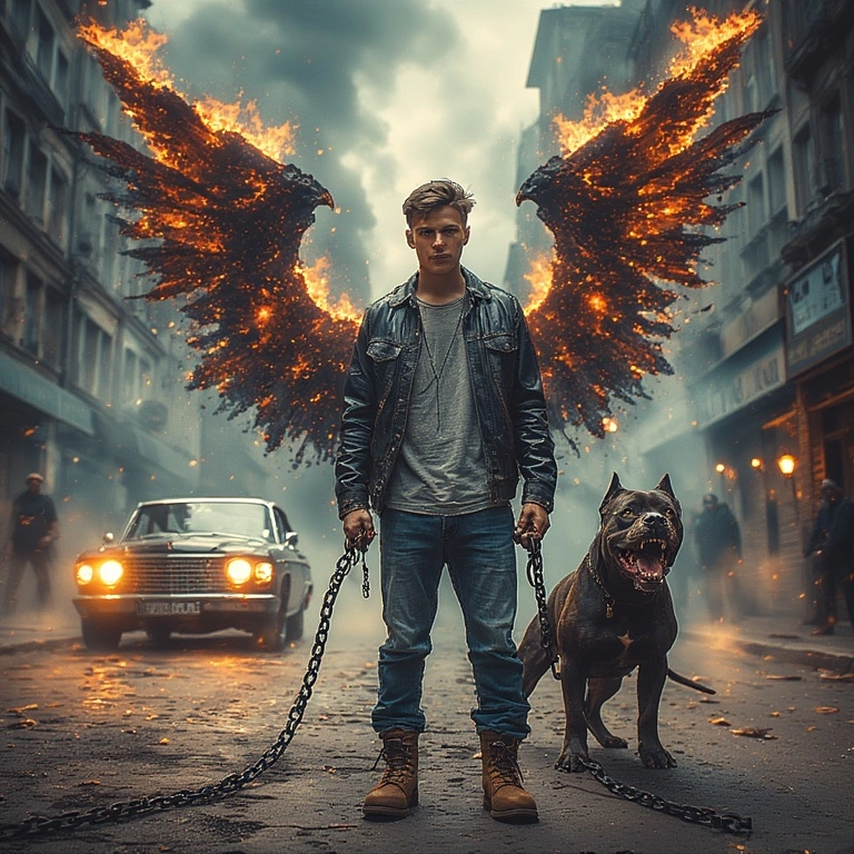 Transform Into a Hero with Angelic Wings and Fiery Chains