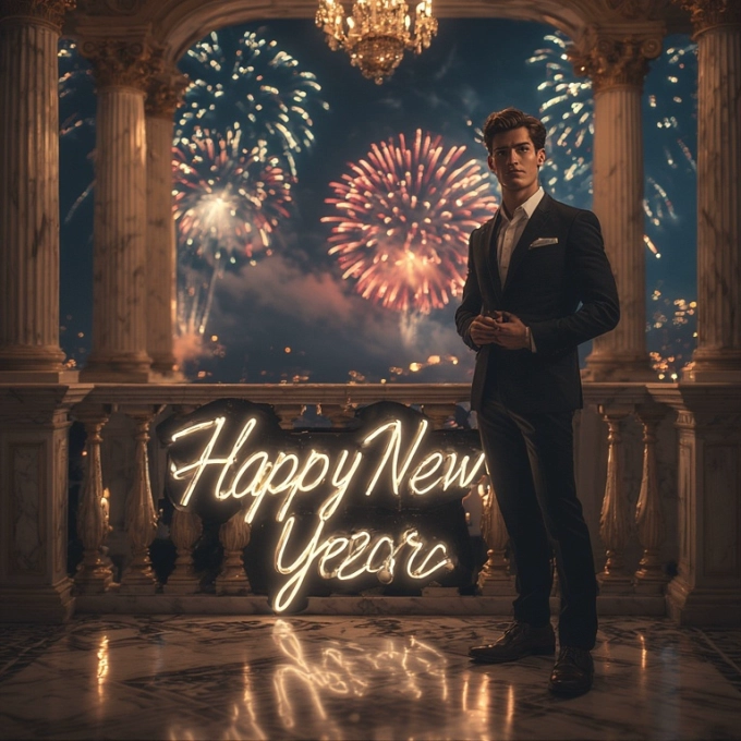 Swap Your Face into Stylish New Year Celebration Photo