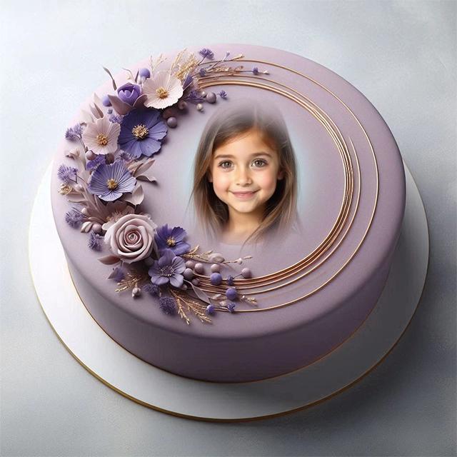 Personalize with a Minimalist Lavender Cake Photo Frame Template