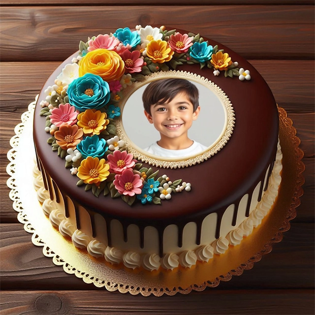 Insert Your Photo in a Chocolate Cake Floral Frame Template