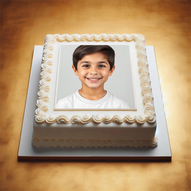 Elegant White Cake Frame for Your Unique Photo Moments