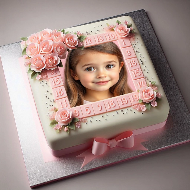 Insert Your Photo in a Charming Cake Frame with Pink Ribbon