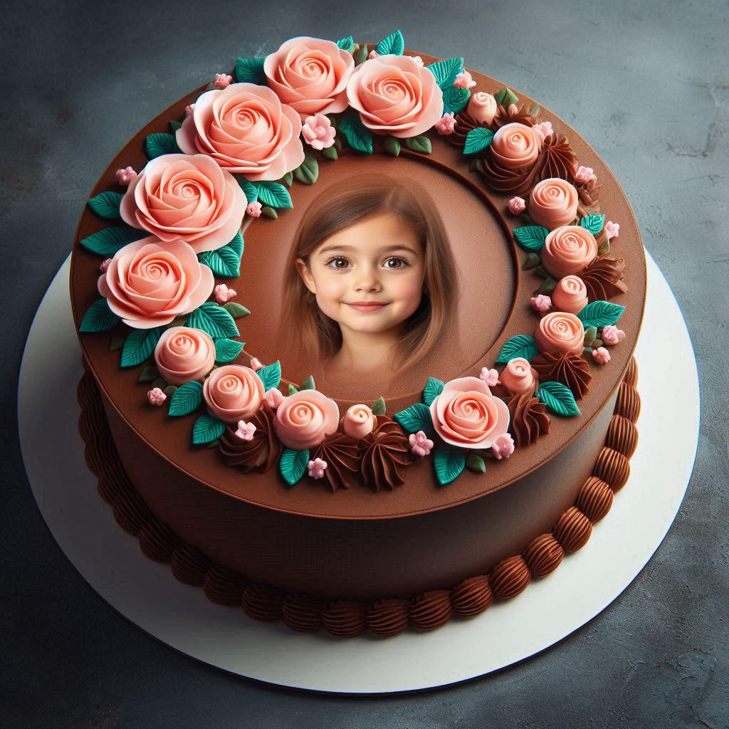 Personalize Photos with Chocolate Cake and Fondant Roses Frame