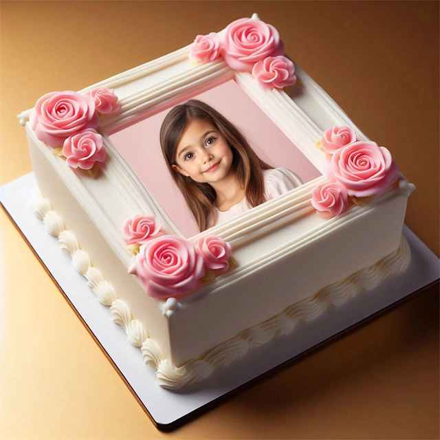 Elegant Cake Frame with Pink Roses for Your Photos