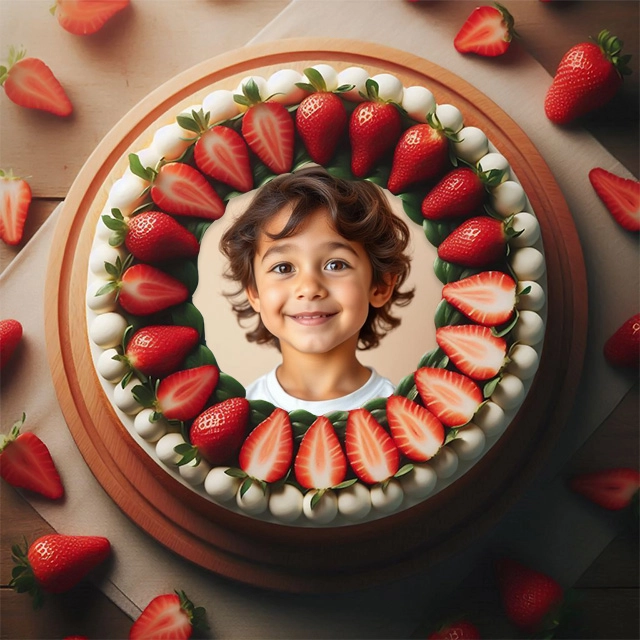 Personalize Photos with Strawberry Wreath Cake Frame Template
