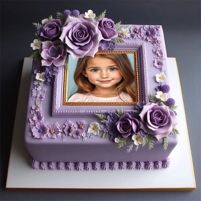 Enhance Photos with a Lavish Lavender Cake Frame Design