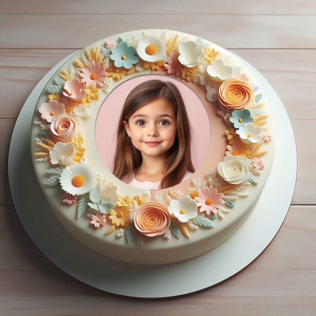 Personalize Photos with a Pastel Fondant Flower Cake Frame