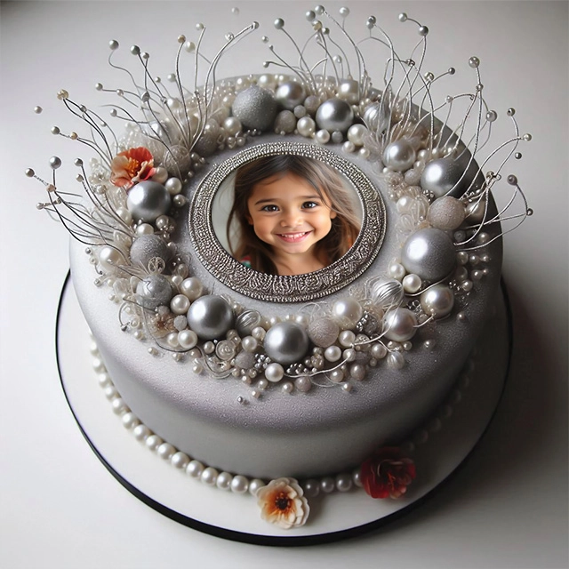 Add Your Photo to a Luxurious Silver Cake Frame Template
