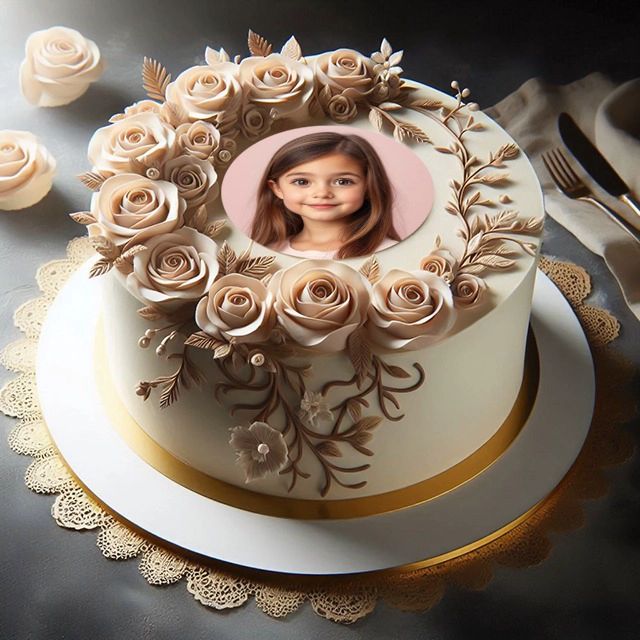 Insert Your Photo into a Luxurious Cake Frame with Fondant Roses