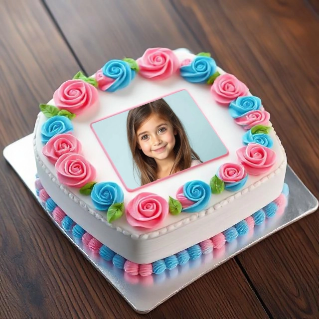Add Your Photo to a Charming Cake Frame with Roses