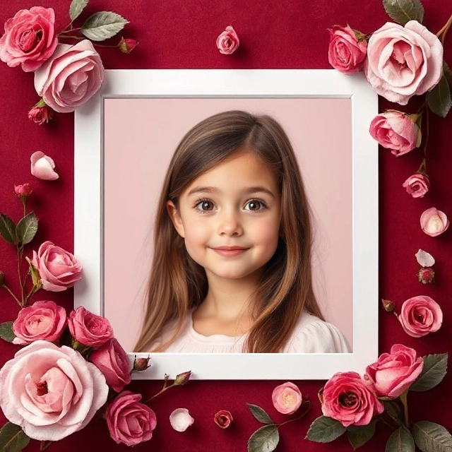 Insert Your Photo in a Floral Frame with Red Roses