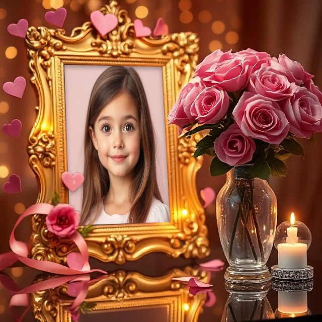 Create Memorable Photos with Luxurious Golden Heart Frames
