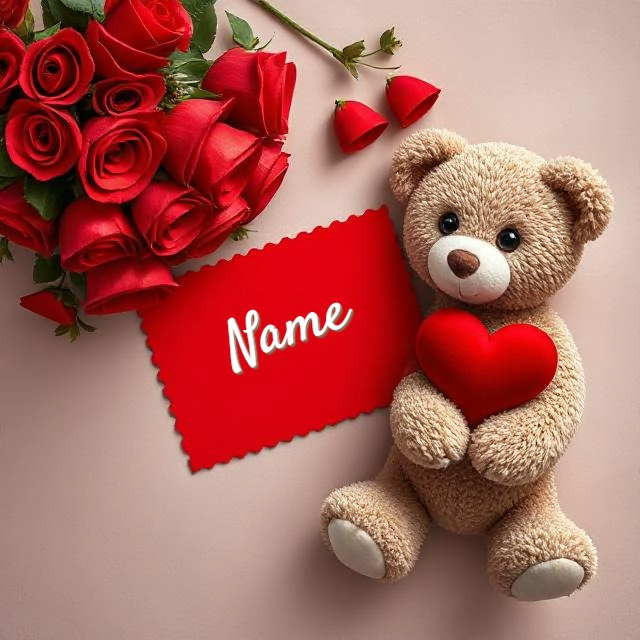 Personalize a Heartwarming Teddy Bear Image with Your Name