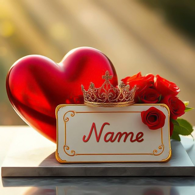 Personalize with Your Name on Regal Heart and Crown Template