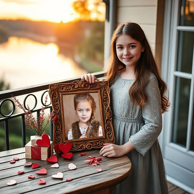 Personalize Memories with an Antique Gold Frame at Sunset