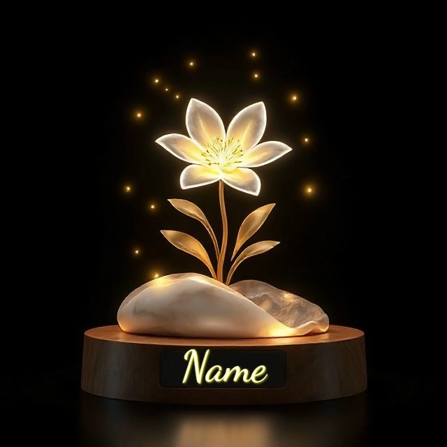 Personalize a Glowing Flower Image with Your Name for Sharing