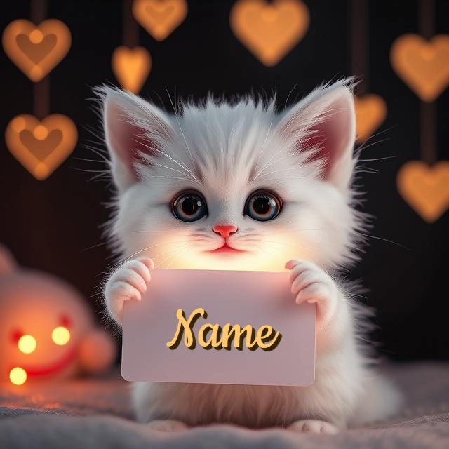 Personalize a Cute Kitten Card with Your Name Online
