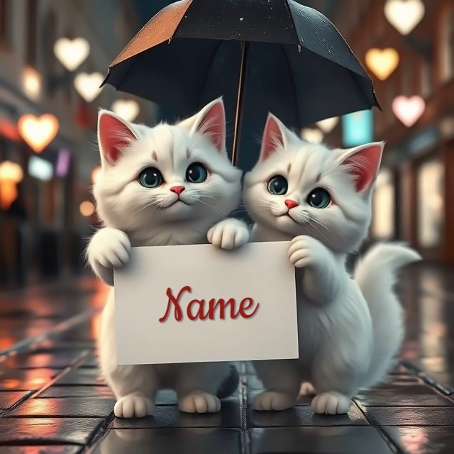 Personalize Images with Cute Kittens Under an Umbrella