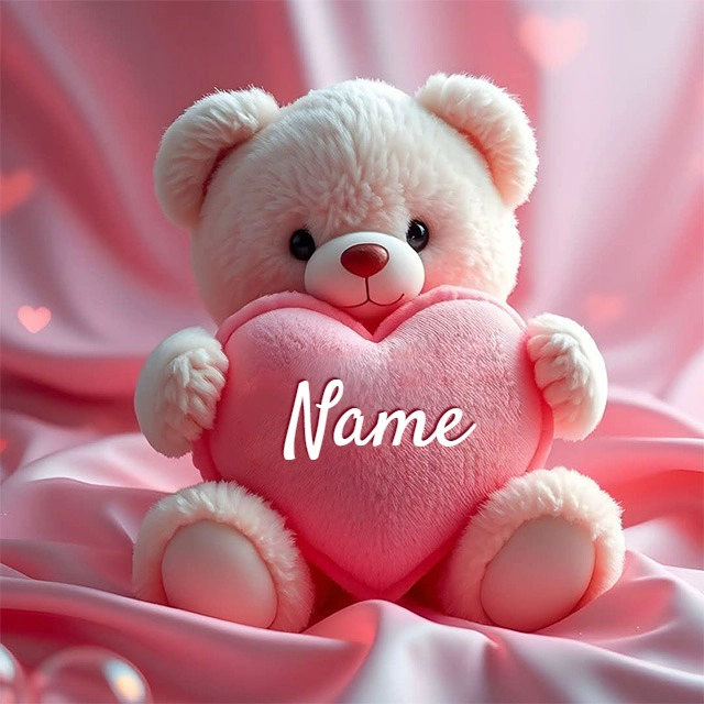 Personalize a Teddy Bear Image with Your Name for Warm Wishes