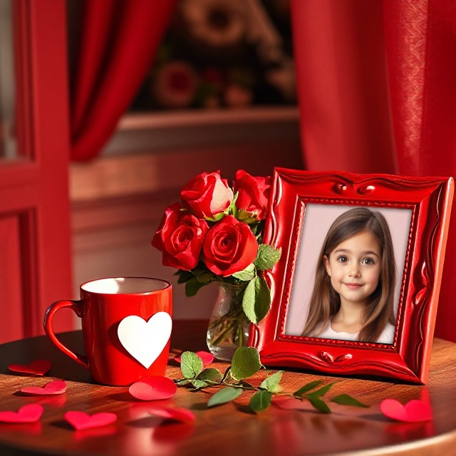 Enhance Your Photos with Our Vibrant Red Ornate Frame