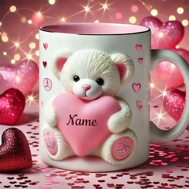 Personalize a Cute Teddy Bear Mug Image with Your Name