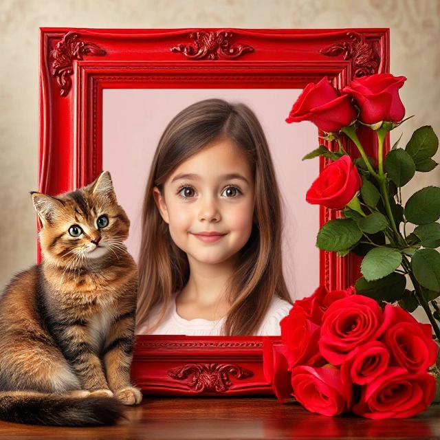 Frame Your Photos with a Luxurious Red Frame and Roses