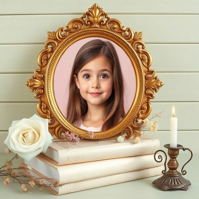 Elegant Golden Oval Frame for Timeless Photo Memories