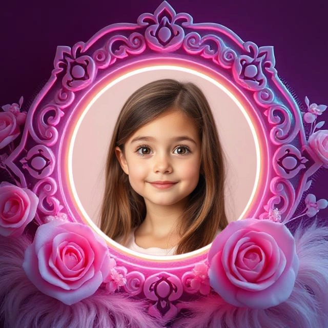 Add Your Photo to a Dazzling Pink Ornate Circular Frame