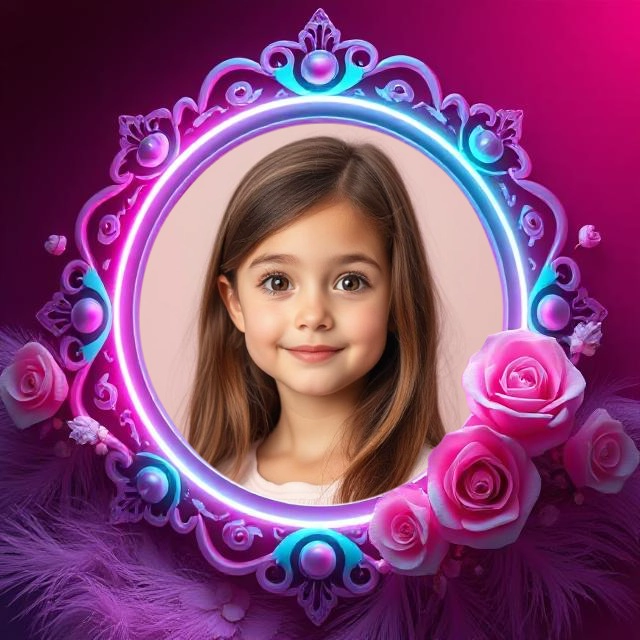 Customize Photos with Neon Pink and Purple Ornate Frame