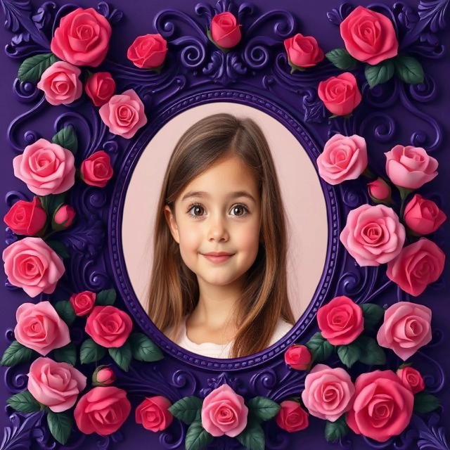 Enchant Your Photos with a Royal Purple Floral Frame