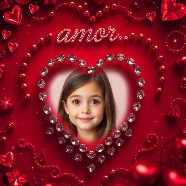 Add Your Photo to a Jewel-Outlined Heart Frame with Amor