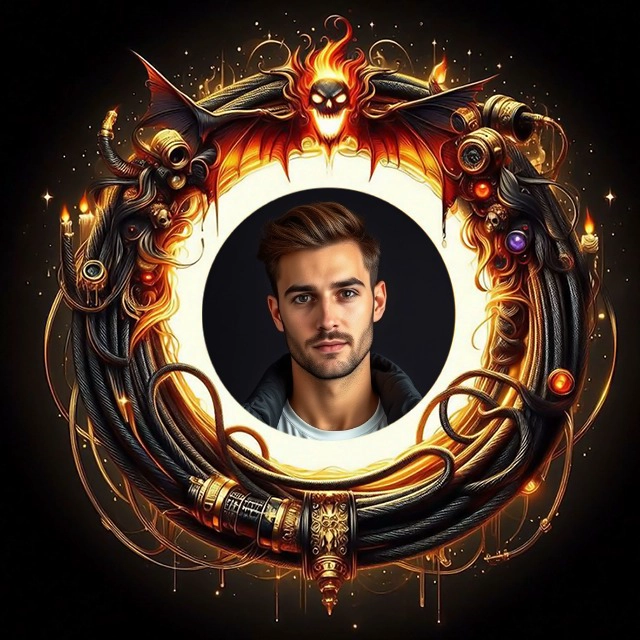 Steampunk Photo Frame with Flaming Skull for Edgy Designs