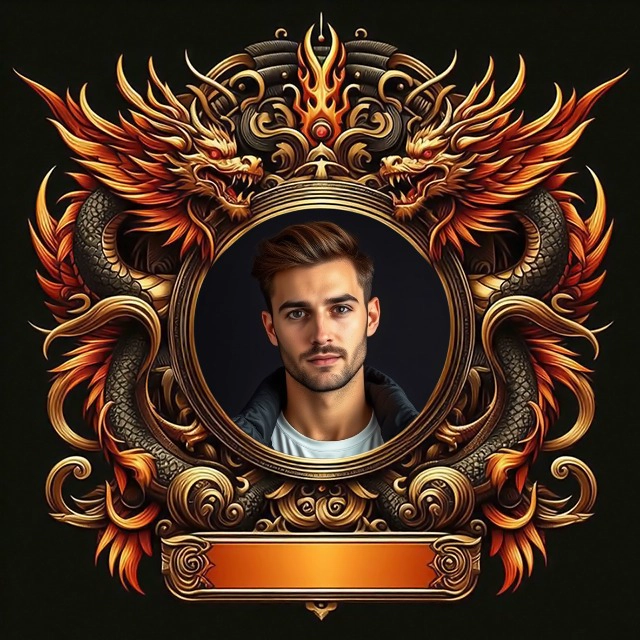 Transform Photos with Majestic Dragon and Baroque Frame
