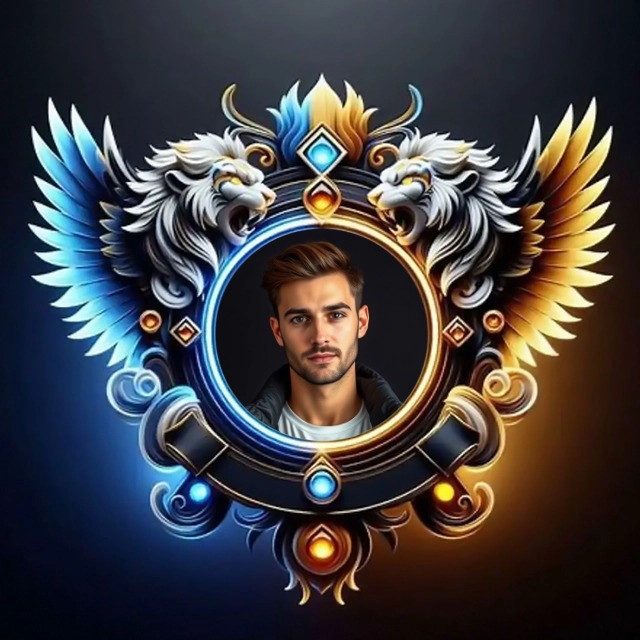 Transform Photos with Mystical Winged Lion Frame Template