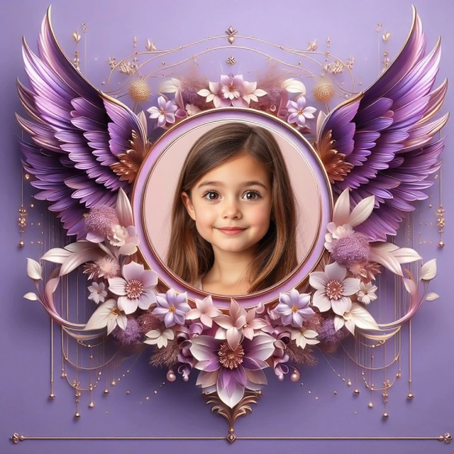 Elegant Purple and Lavender Winged Photo Frame for Sophistication