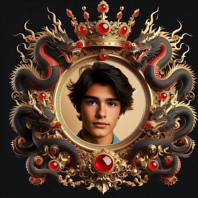 Personalize Photos with Dragon Guarded Gold Frame