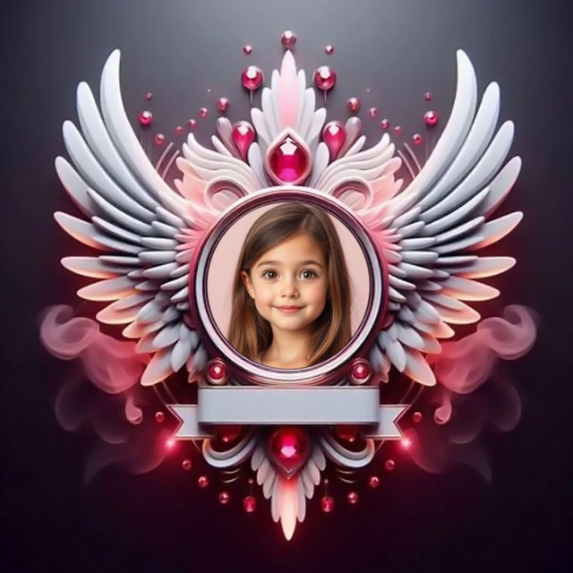 Add Your Photo to a Stunning Pink and White Winged Frame