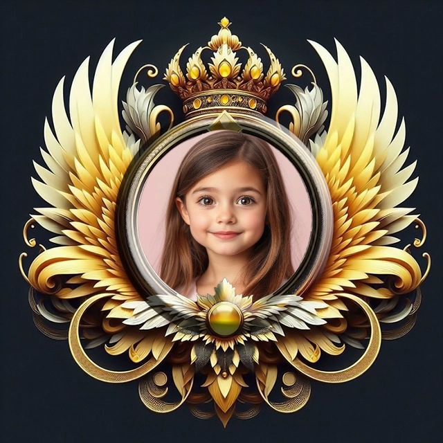 Add Your Photo to a Regal Frame with Golden Wings and Crown