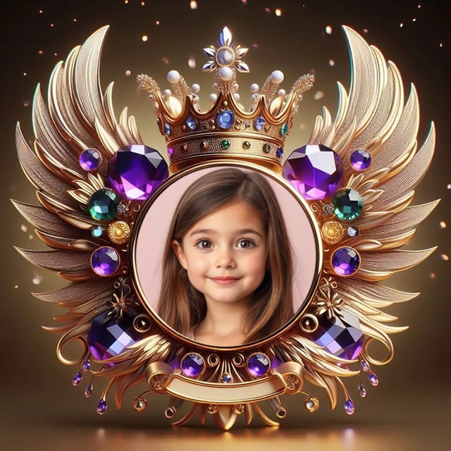 Enhance Photos with Regal Gold Frame Featuring Crown Details