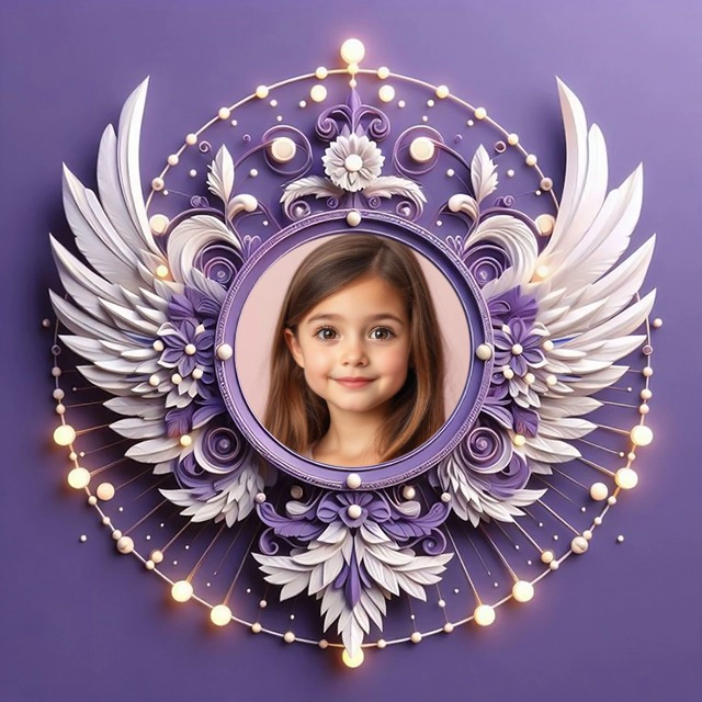 Whimsical Lavender Frame with Angel Wings for Unique Photos