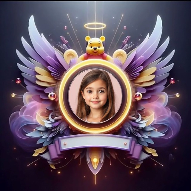 Add Your Photo to a Pooh Bear Frame with Angel Wings
