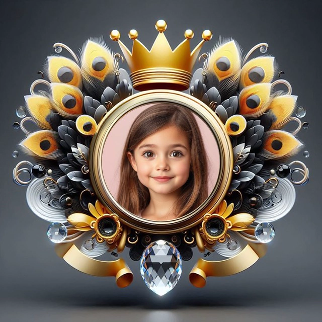 Add Your Photo to a Luxurious Golden Frame with Regal Crown