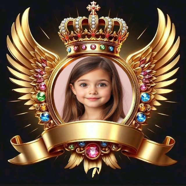 Personalize Photos with Vibrant Golden Frame and Radiant Wings