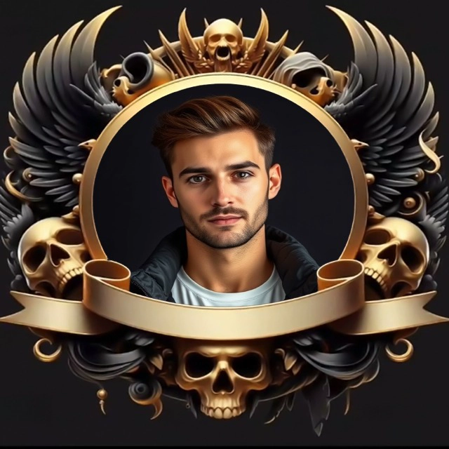 Personalize Photos with Edgy Gold and Black Gothic Frame