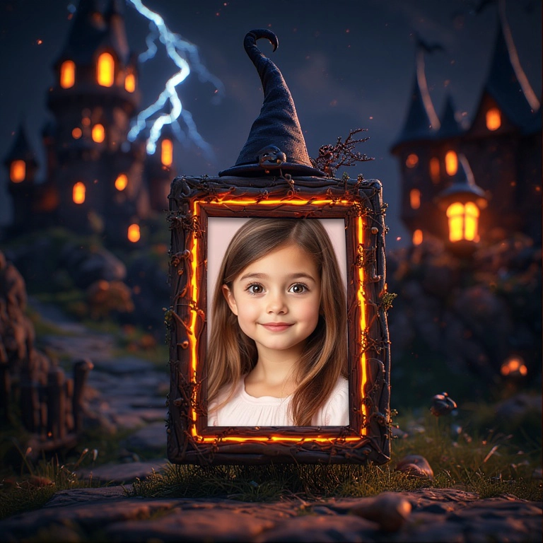 Transform Your Photos with a Mystical Witch's Hat Frame