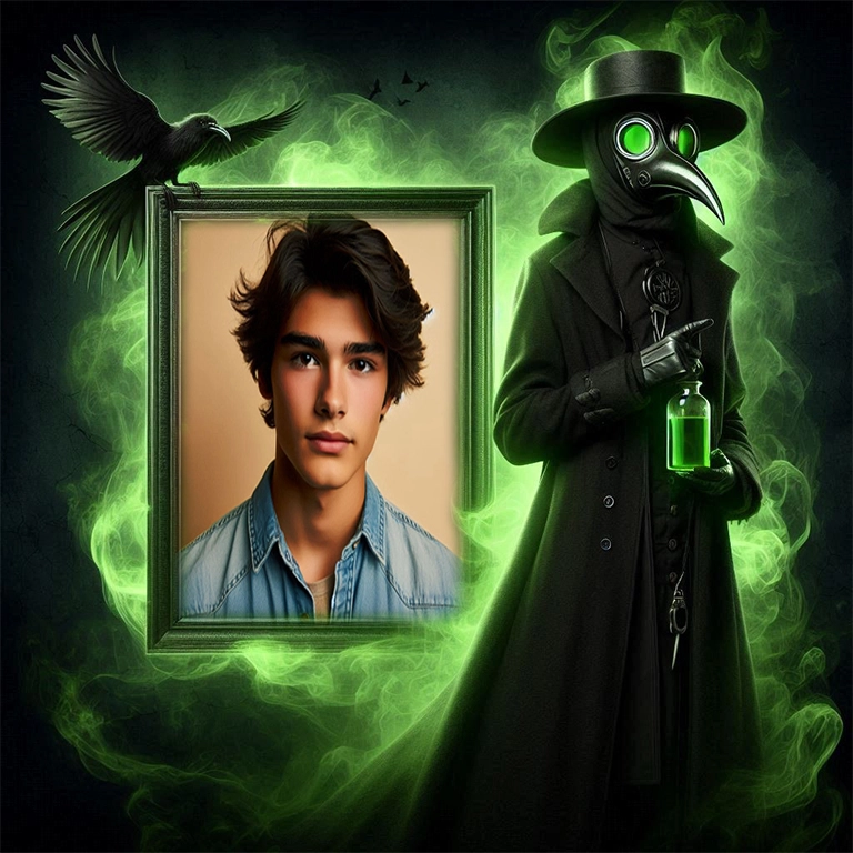 Transform Your Photo with a Mysterious Plague Doctor Frame