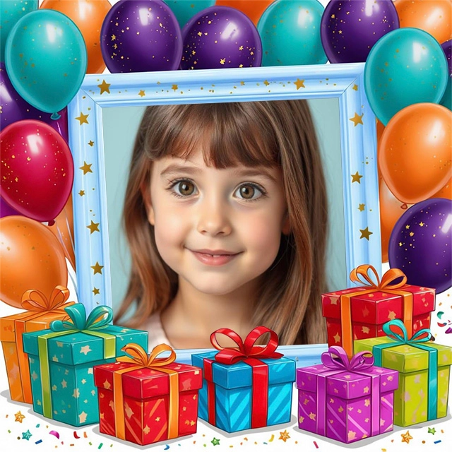 Celebrate with a Starry Blue Frame and Balloons