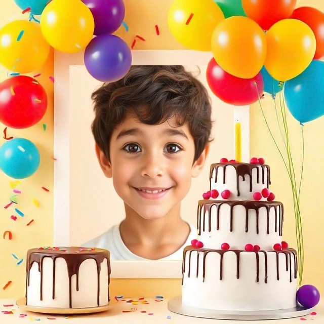 Celebrate with a Vibrant Yellow Frame and Colorful Balloons