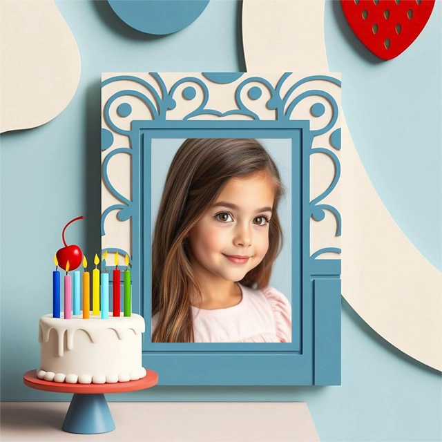 Transform Photos with Elegant Blue and White Birthday Frames