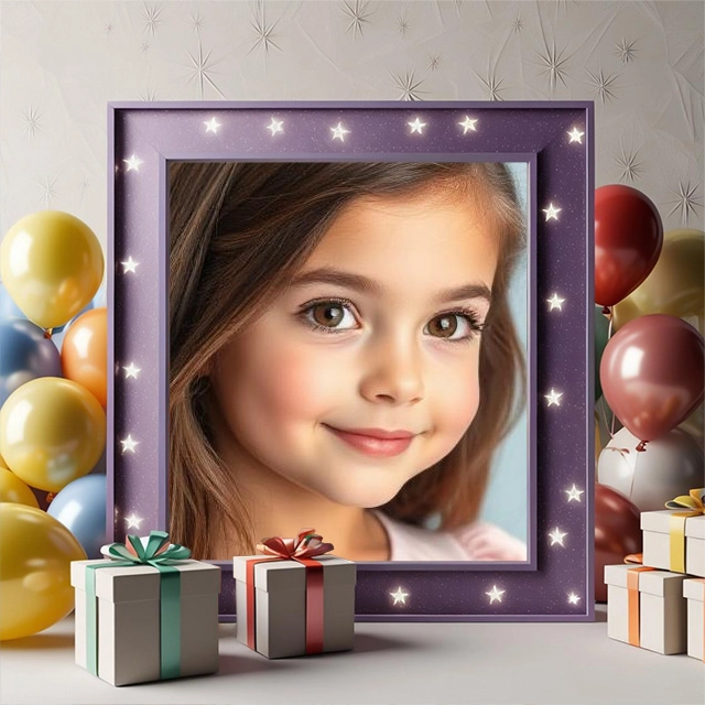 Transform Your Photos with a Vibrant Purple Balloon Frame